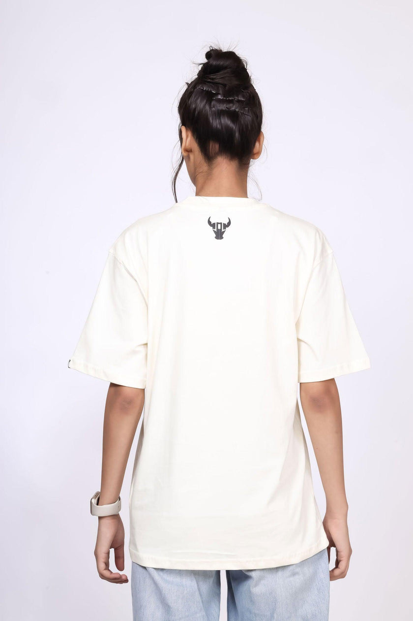 'Hustle' Off White Unisex Oversized Tee - House Of Hustlers