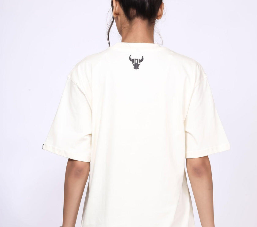 'Hustle' Off White Unisex Oversized Tee - House Of Hustlers