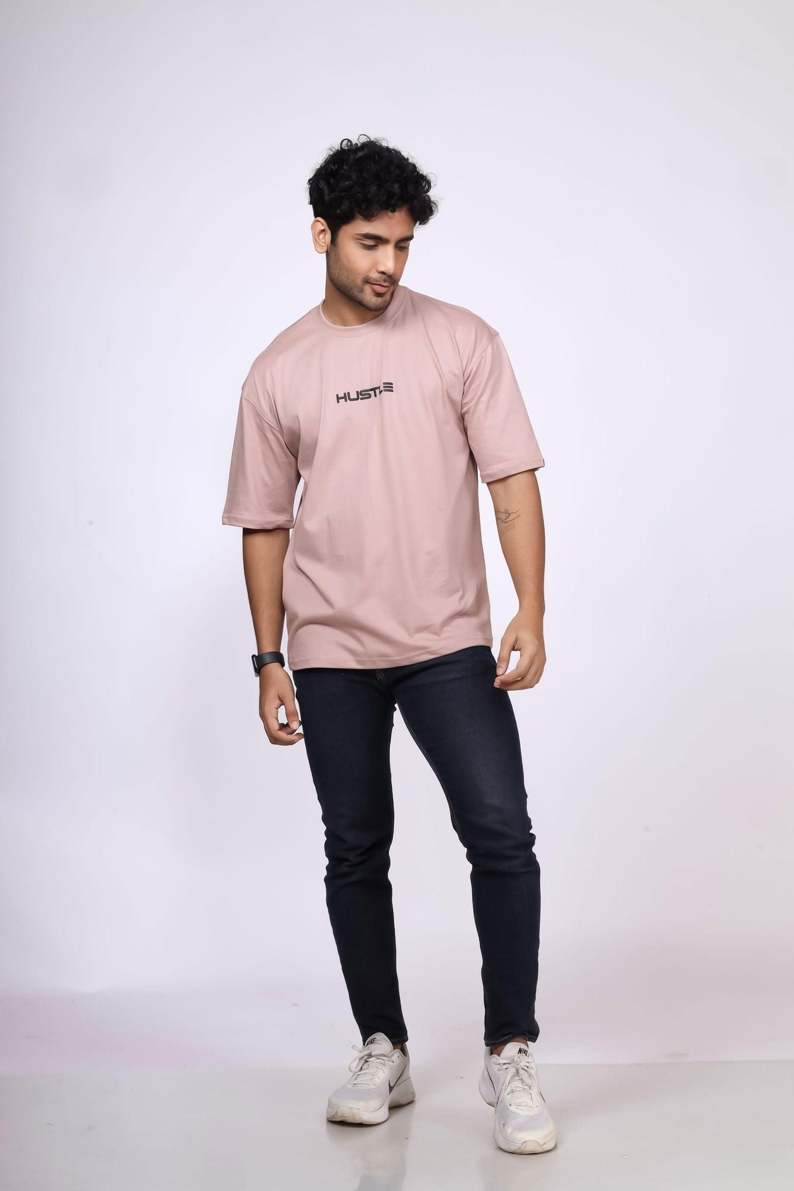 'Hustle' Onion Pink Unisex Oversized Tee - House Of Hustlers