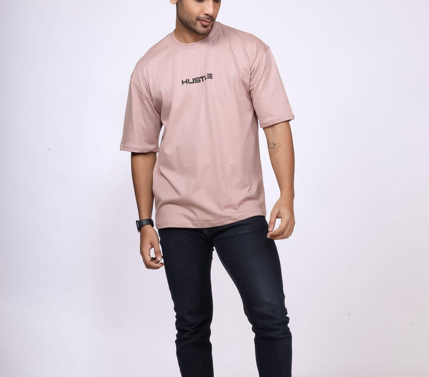'Hustle' Onion Pink Unisex Oversized Tee - House Of Hustlers