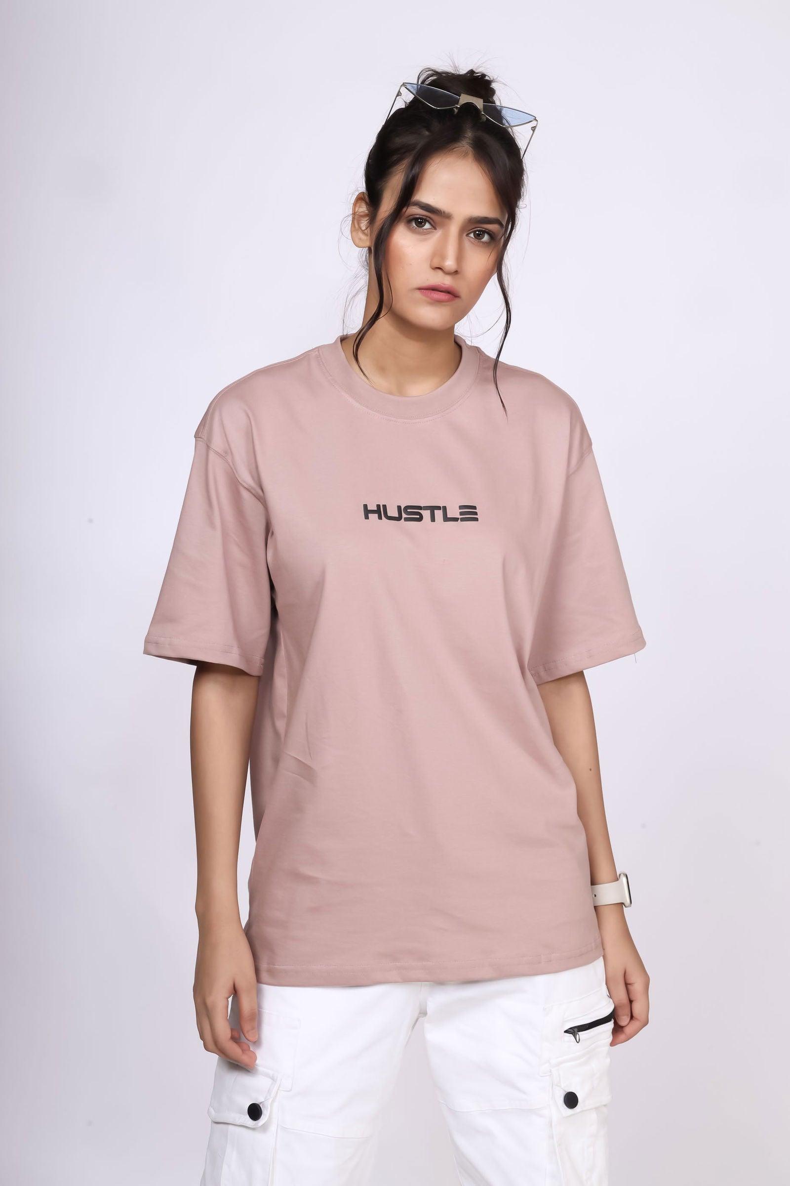 'Hustle' Onion Pink Unisex Oversized Tee - House Of Hustlers