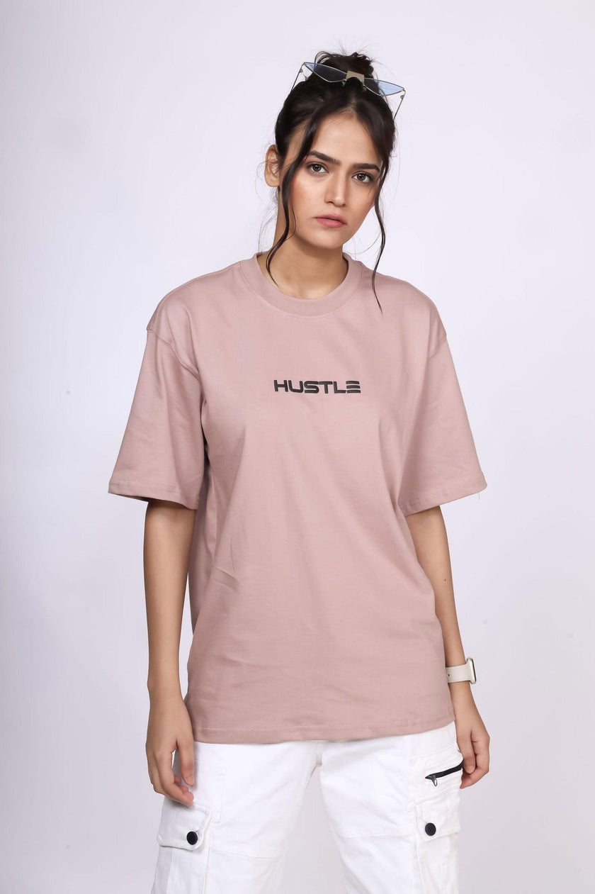 'Hustle' Onion Pink Unisex Oversized Tee - House Of Hustlers