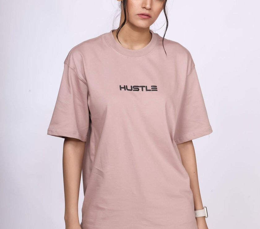 'Hustle' Onion Pink Unisex Oversized Tee - House Of Hustlers