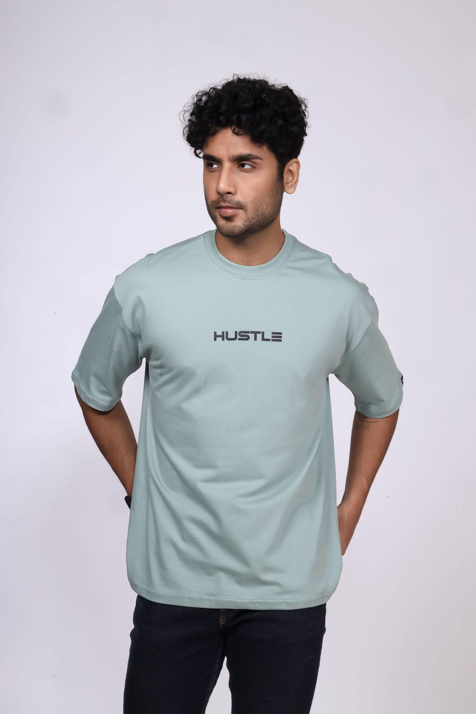 'Hustle' Sage Green Unisex Oversized Tee - House Of Hustlers