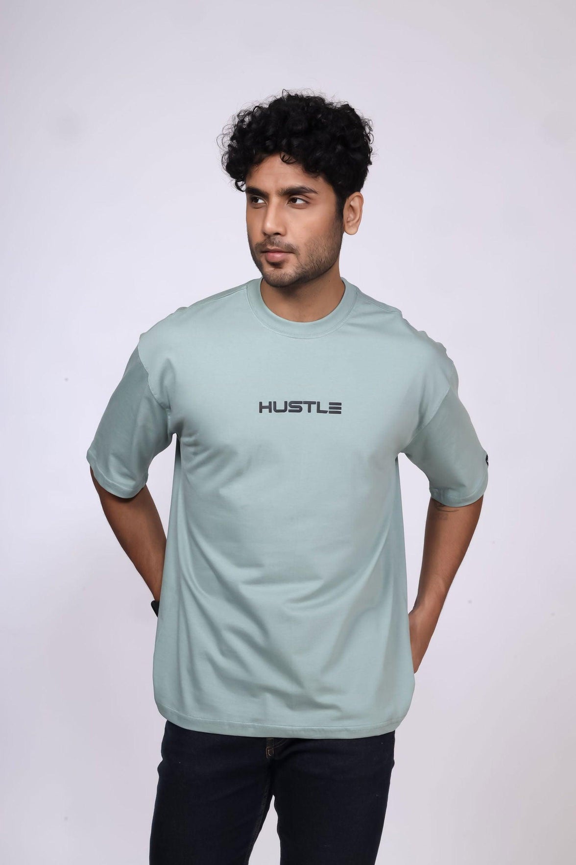 'Hustle' Sage Green Unisex Oversized Tee - House Of Hustlers