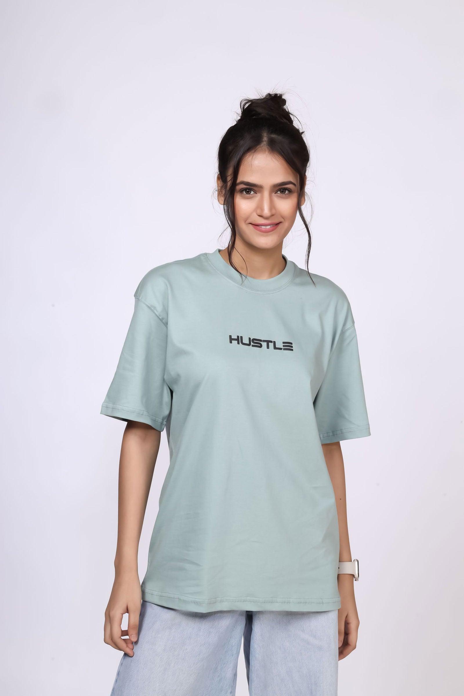'Hustle' Sage Green Unisex Oversized Tee - House Of Hustlers