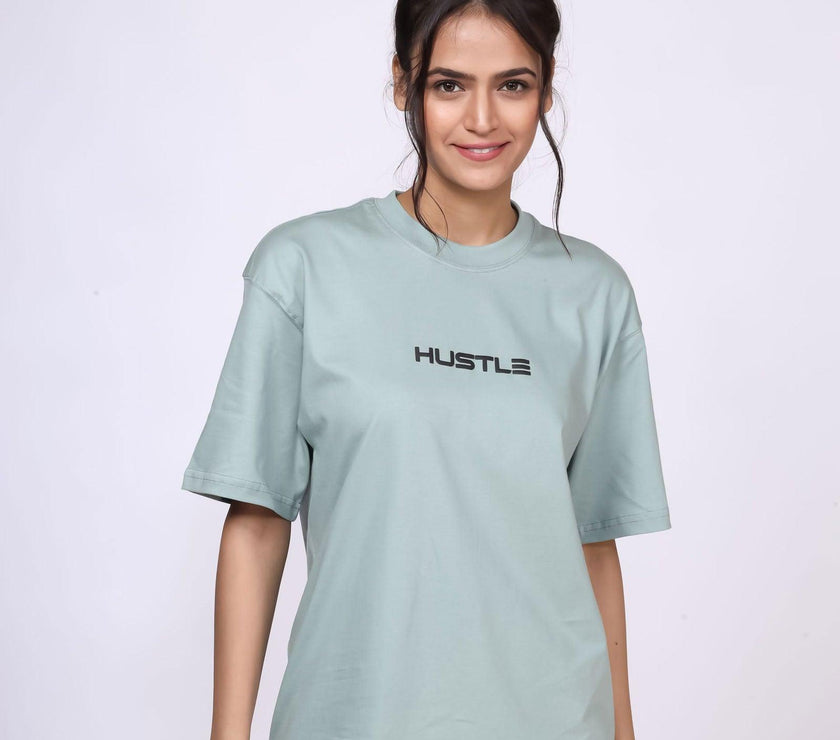 'Hustle' Sage Green Unisex Oversized Tee - House Of Hustlers
