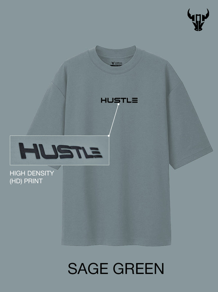 'Hustle' Sage Green Unisex Oversized Tee - House Of Hustlers