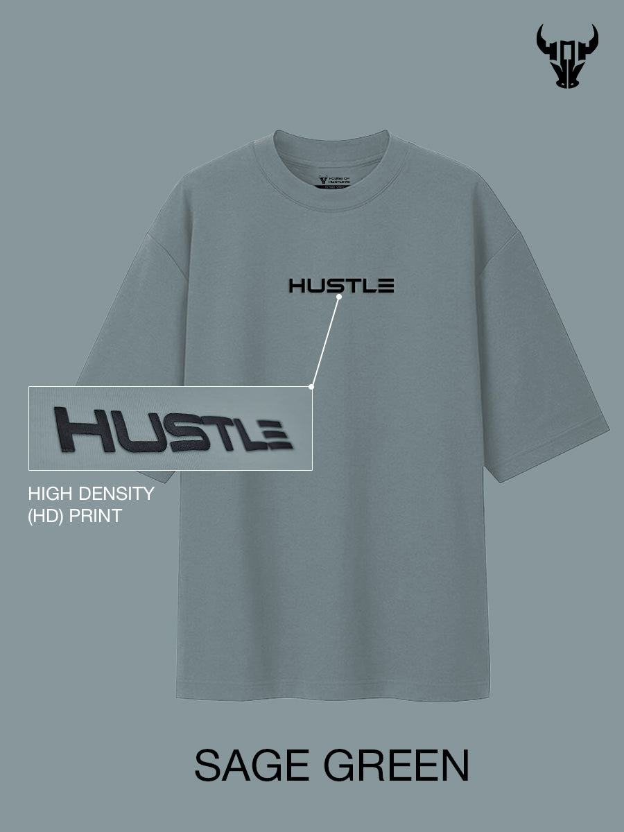 'Hustle' Sage Green Unisex Oversized Tee - House Of Hustlers