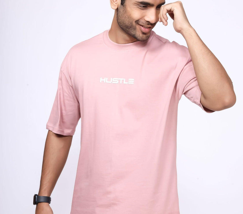 'Hustle' Salmon Pink Unisex Oversized Tee - House Of Hustlers