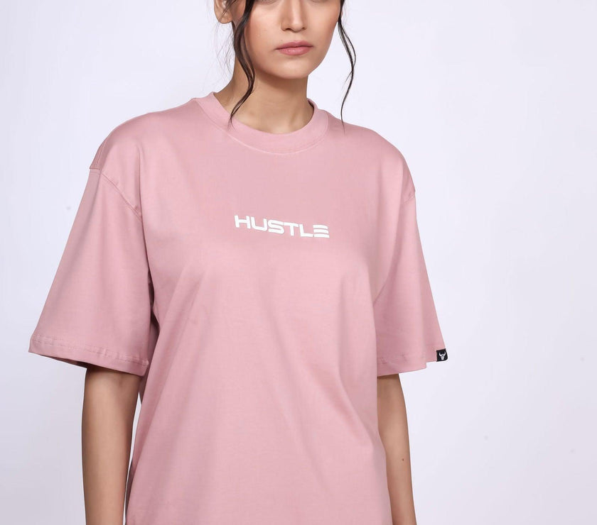 'Hustle' Salmon Pink Unisex Oversized Tee - House Of Hustlers