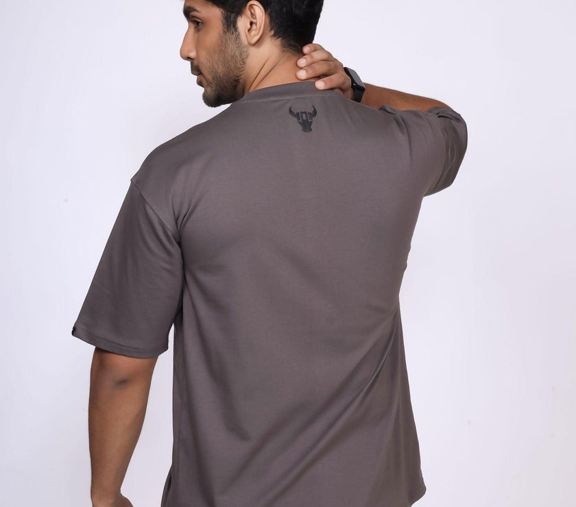 'Hustle' Steel Grey Unisex Oversized Tee - House Of Hustlers