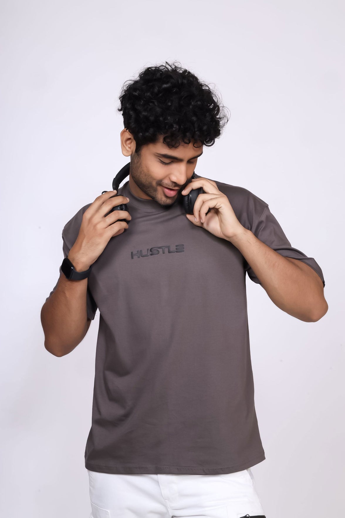 'Hustle' Steel Grey Unisex Oversized Tee - House Of Hustlers