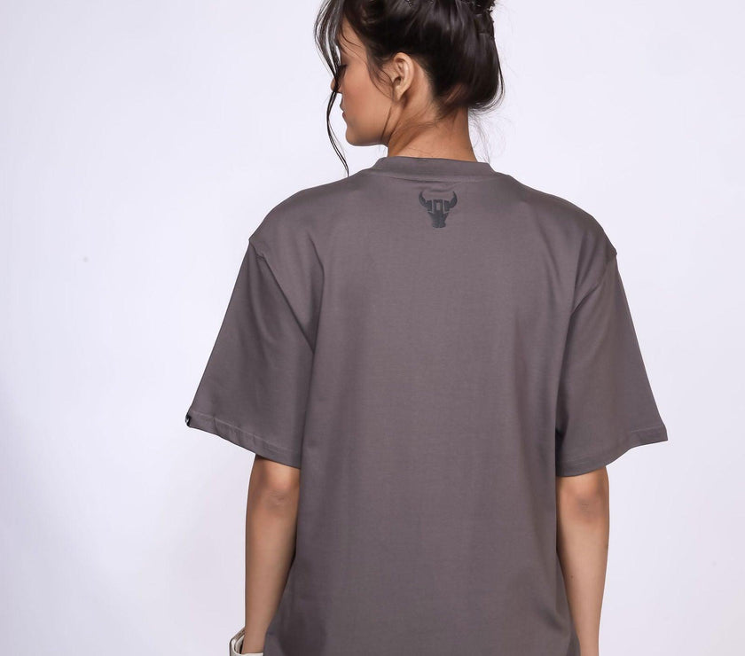 'Hustle' Steel Grey Unisex Oversized Tee - House Of Hustlers