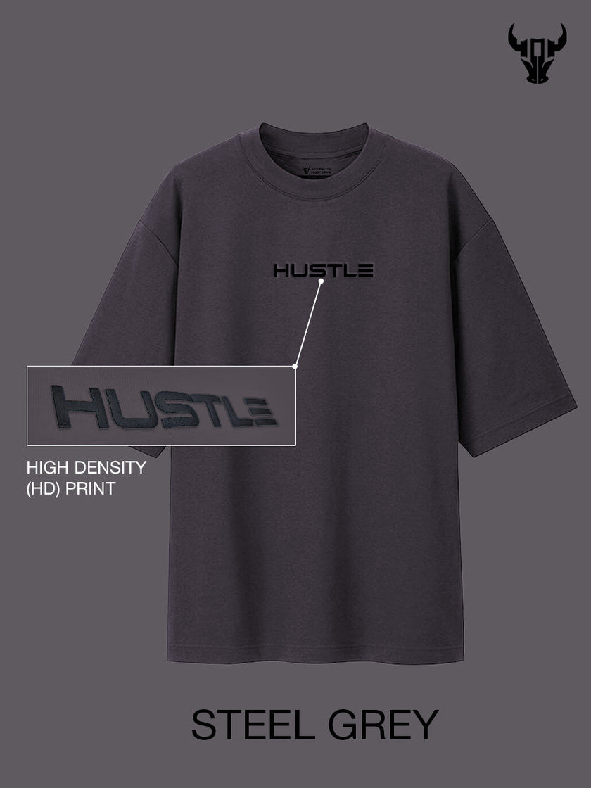 'Hustle' Steel Grey Unisex Oversized Tee - House Of Hustlers