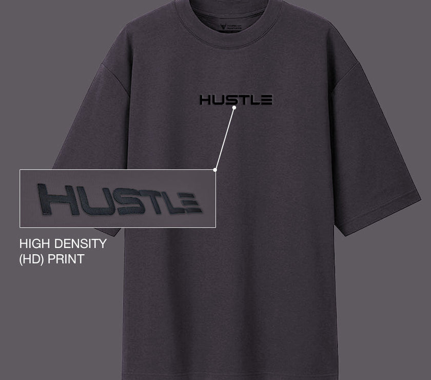 'Hustle' Steel Grey Unisex Oversized Tee - House Of Hustlers
