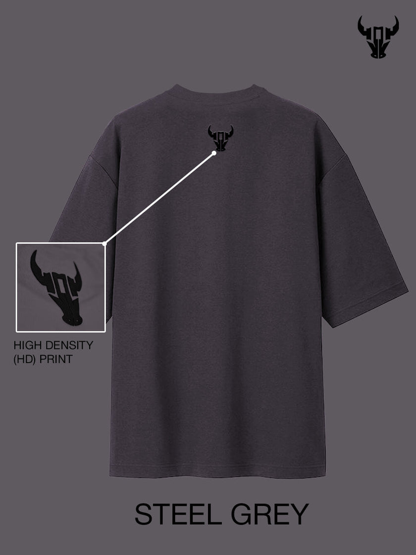 'Hustle' Steel Grey Unisex Oversized Tee - House Of Hustlers