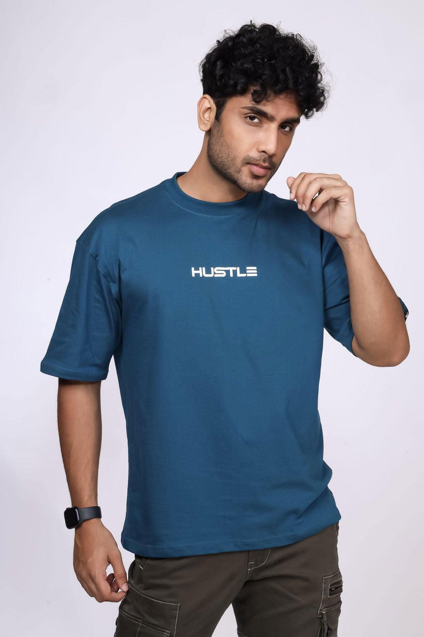 'Hustle' Teal Unisex Oversized Tee - House Of Hustlers