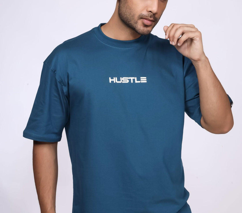 'Hustle' Teal Unisex Oversized Tee - House Of Hustlers