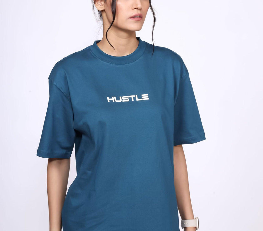 'Hustle' Teal Unisex Oversized Tee - House Of Hustlers