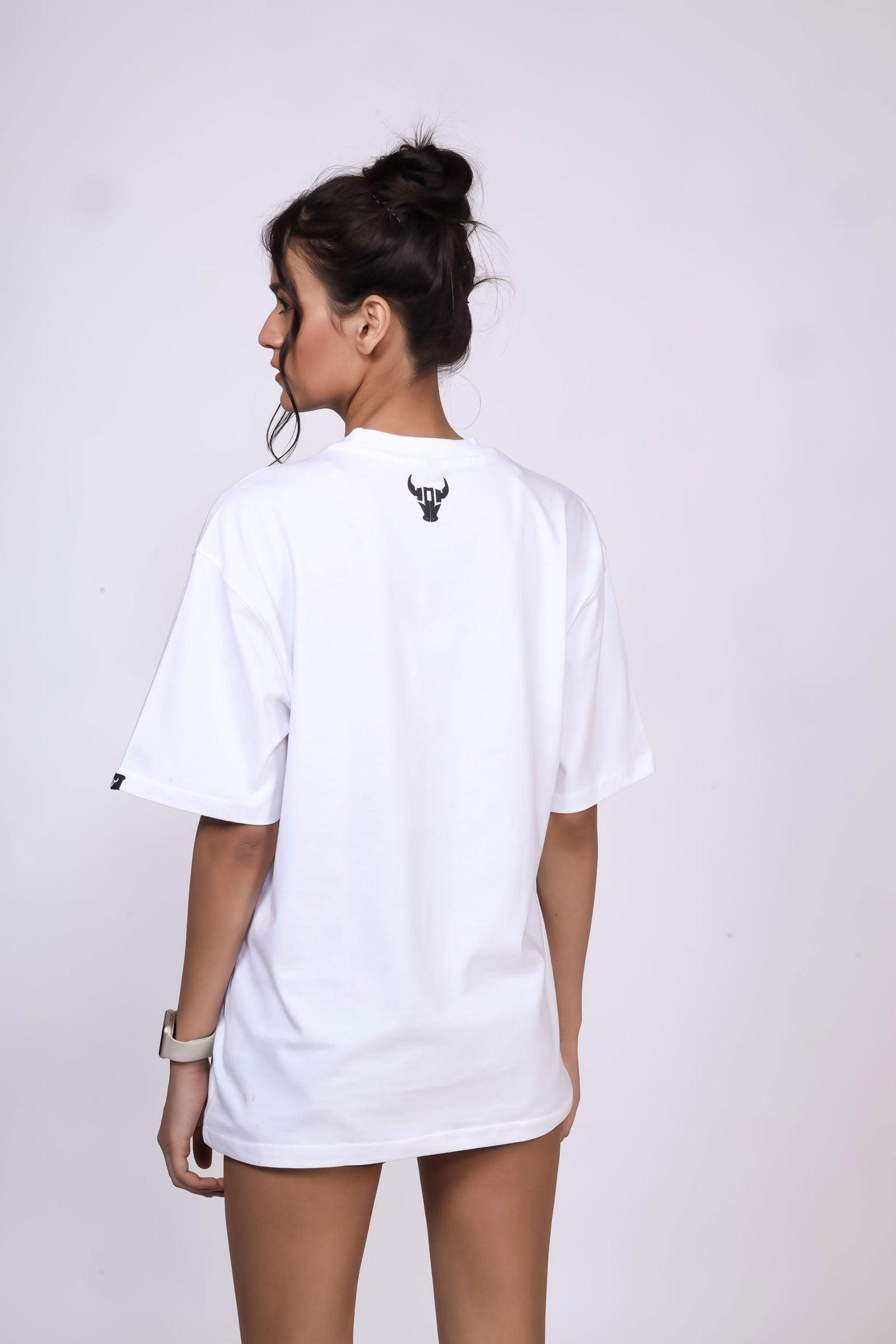 'Hustle' White Unisex Oversized Tee - House Of Hustlers