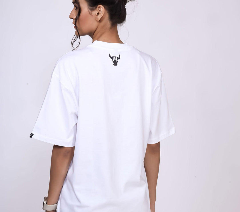 'Hustle' White Unisex Oversized Tee - House Of Hustlers