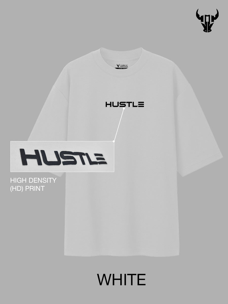 'Hustle' White Unisex Oversized Tee - House Of Hustlers
