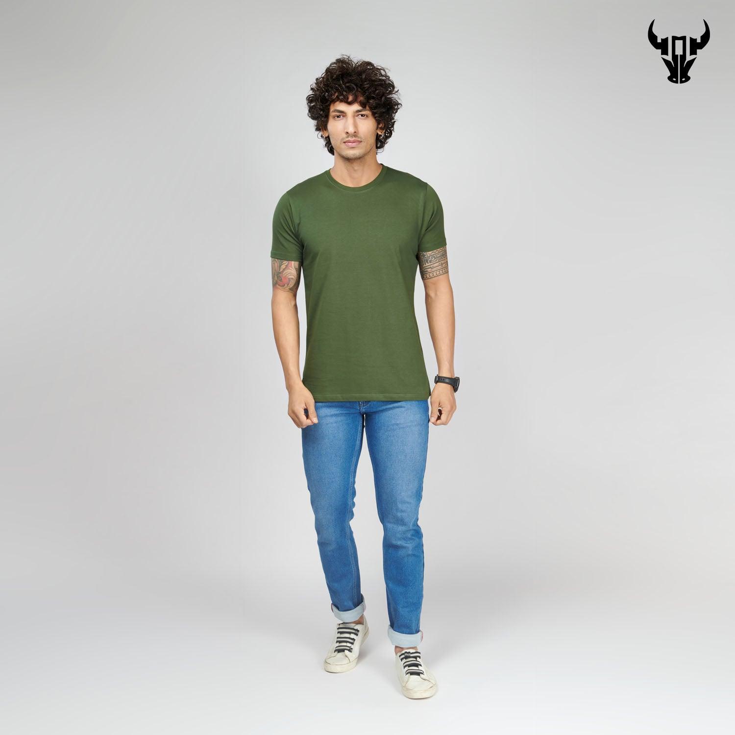 Jungle Green Men's Half Sleeve T-Shirt - House Of Hustlers