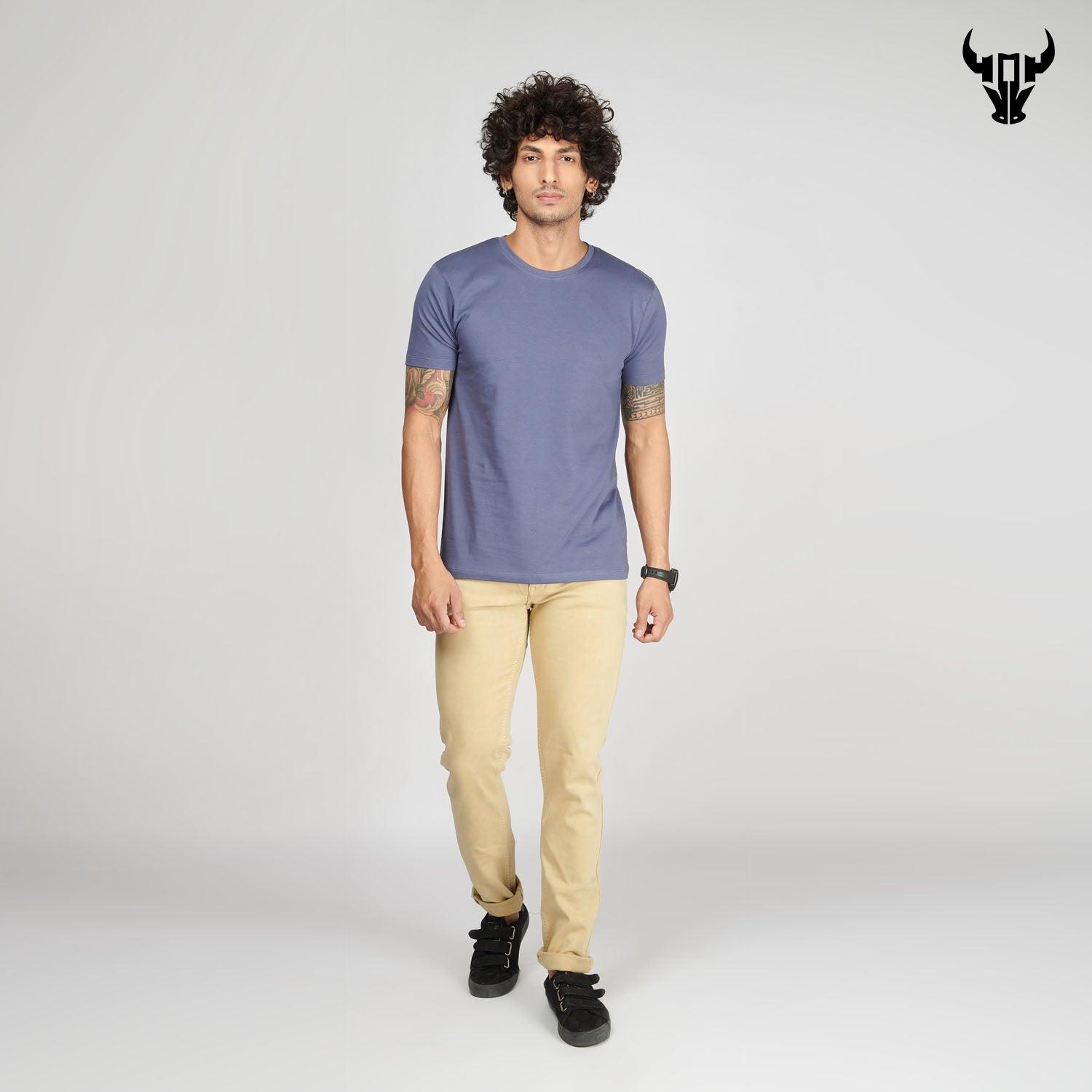 Light Slate Men's Half Sleeve T-Shirt - House Of Hustlers