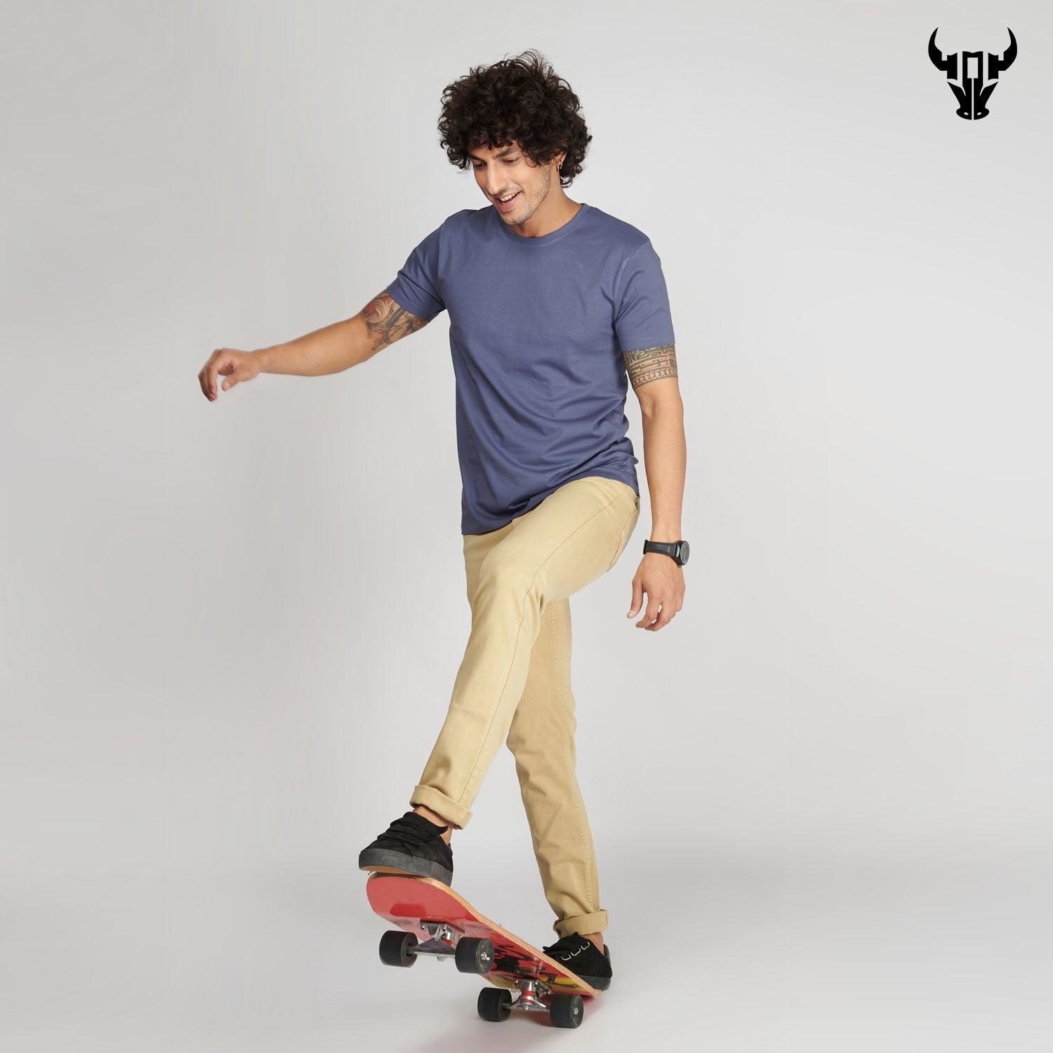 Light Slate Men's Half Sleeve T-Shirt - House Of Hustlers