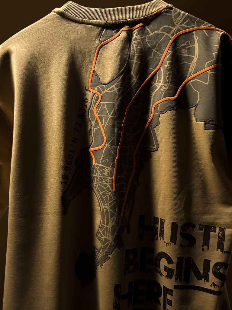 'Mumbai Map: Hustle Begins Here' Streetwear Unisex Oversized Tee - House Of Hustlers