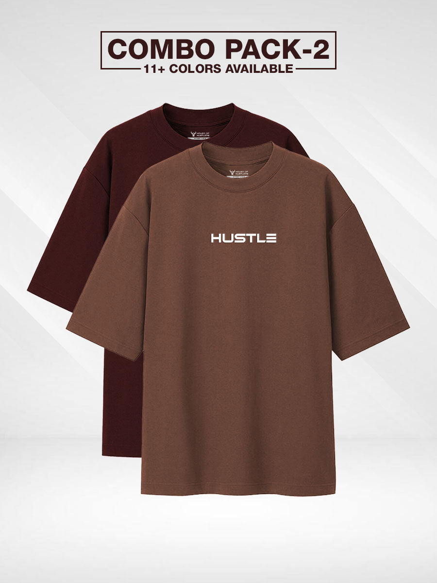 Pack of 2 - 'Hustle' Unisex Oversized Tee - House Of Hustlers