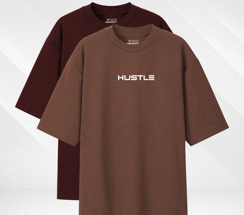 Pack of 2 - 'Hustle' Unisex Oversized Tee - House Of Hustlers
