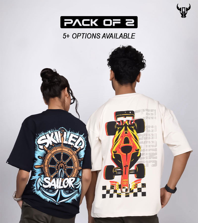 Pack of 2 - Streetwear Unisex Oversized Tee - House Of Hustlers