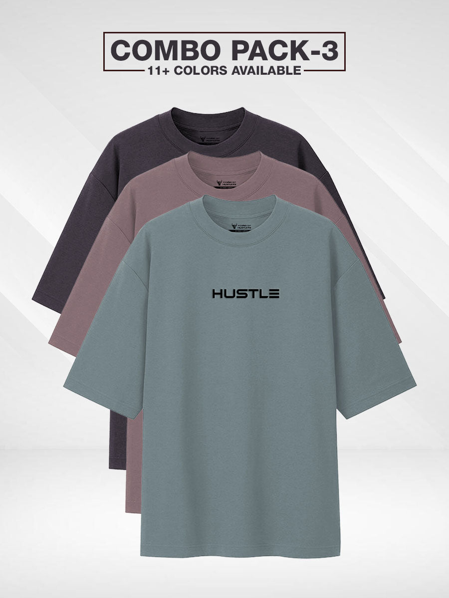 Pack of 3 - 'Hustle' Unisex Oversized Tee - House Of Hustlers