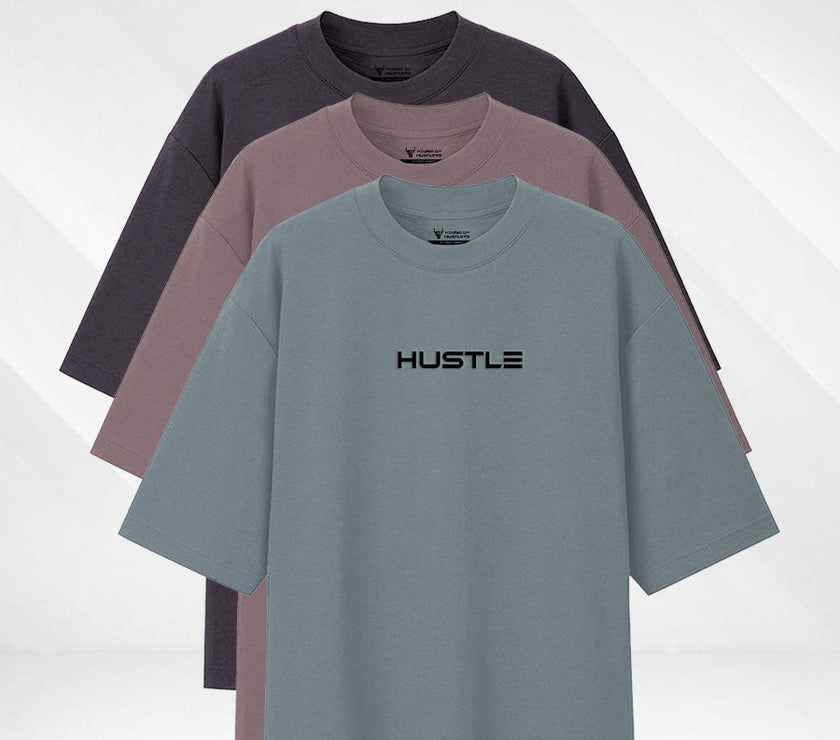 Pack of 3 - 'Hustle' Unisex Oversized Tee - House Of Hustlers