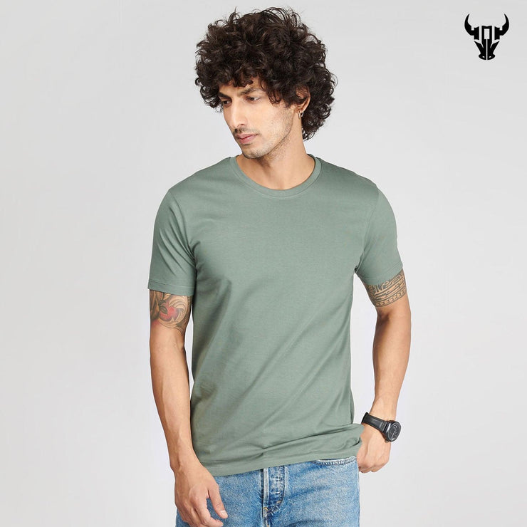 Sage Green Men's Half Sleeve T-Shirt - House Of Hustlers