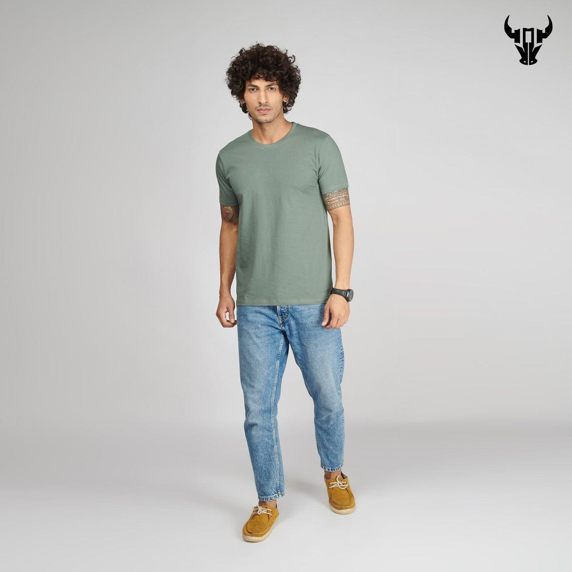 Sage Green Men's Half Sleeve T-Shirt - House Of Hustlers