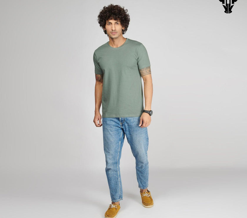 Sage Green Men's Half Sleeve T-Shirt - House Of Hustlers