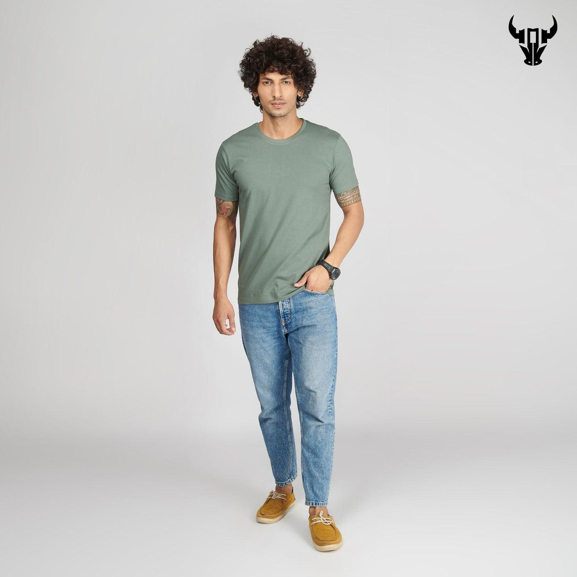 Sage Green Men's Half Sleeve T-Shirt - House Of Hustlers