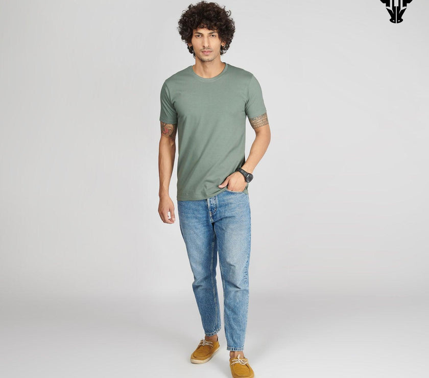Sage Green Men's Half Sleeve T-Shirt - House Of Hustlers