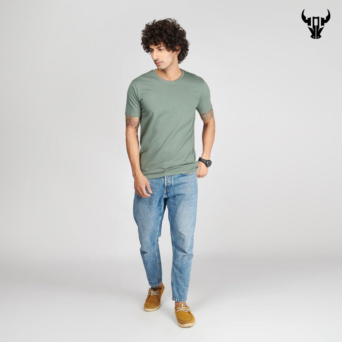 Sage Green Men's Half Sleeve T-Shirt - House Of Hustlers