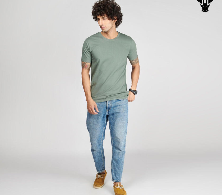 Sage Green Men's Half Sleeve T-Shirt - House Of Hustlers