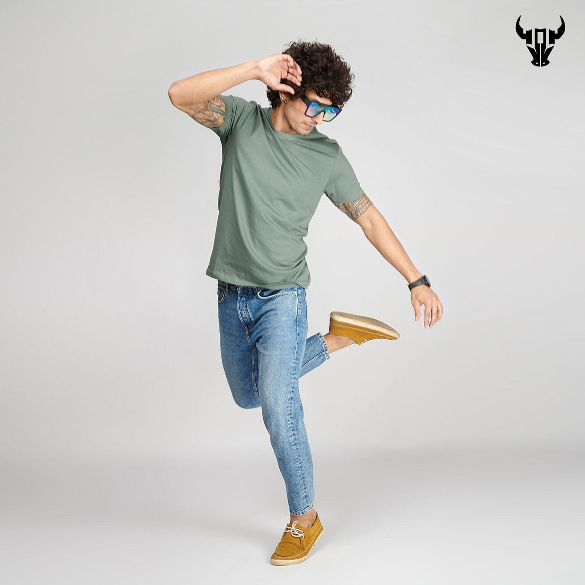 Sage Green Men's Half Sleeve T-Shirt - House Of Hustlers