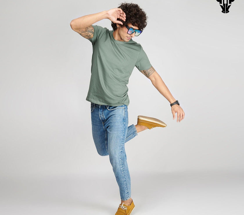 Sage Green Men's Half Sleeve T-Shirt - House Of Hustlers