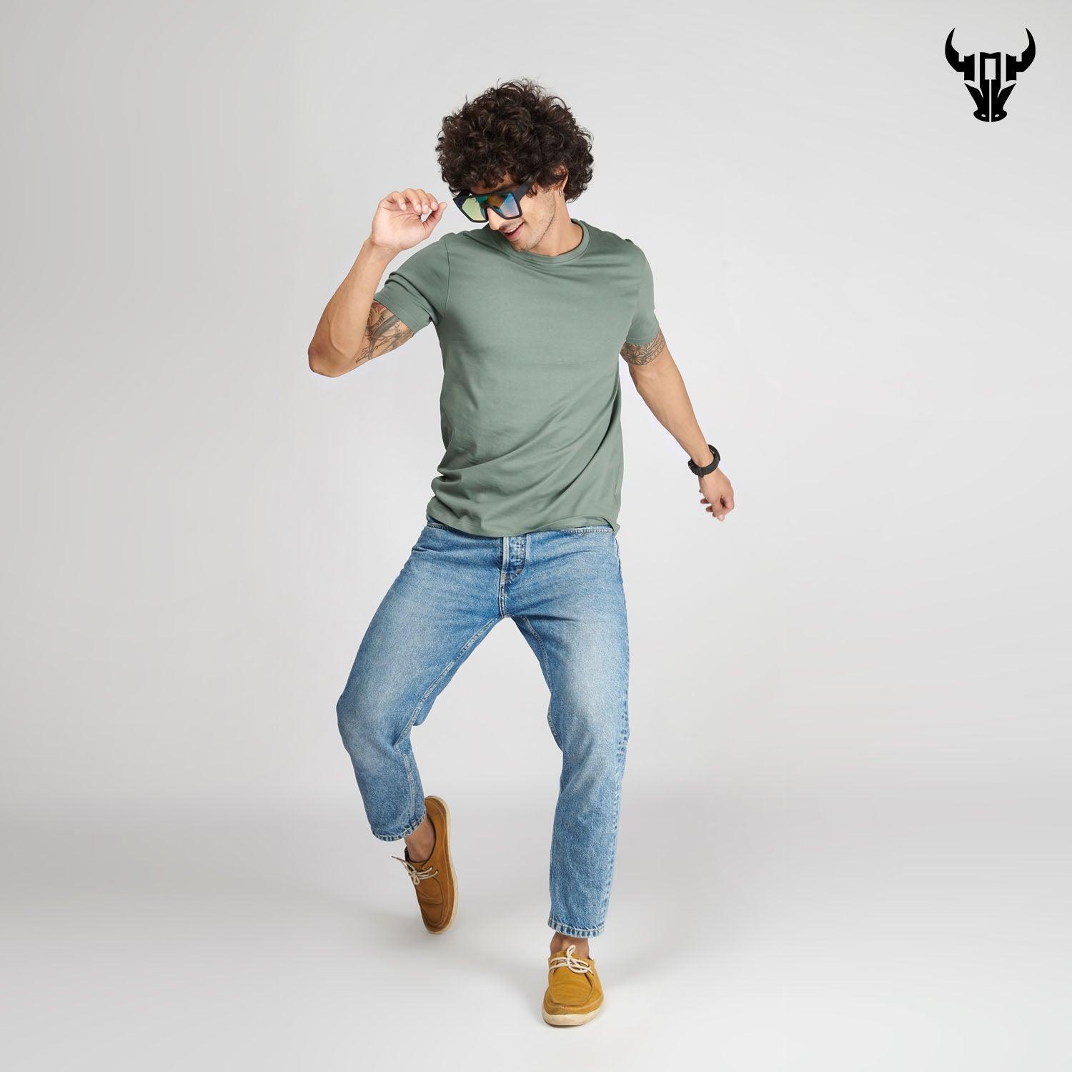 Sage Green Men's Half Sleeve T-Shirt - House Of Hustlers