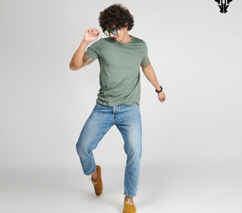 Sage Green Men's Half Sleeve T-Shirt - House Of Hustlers