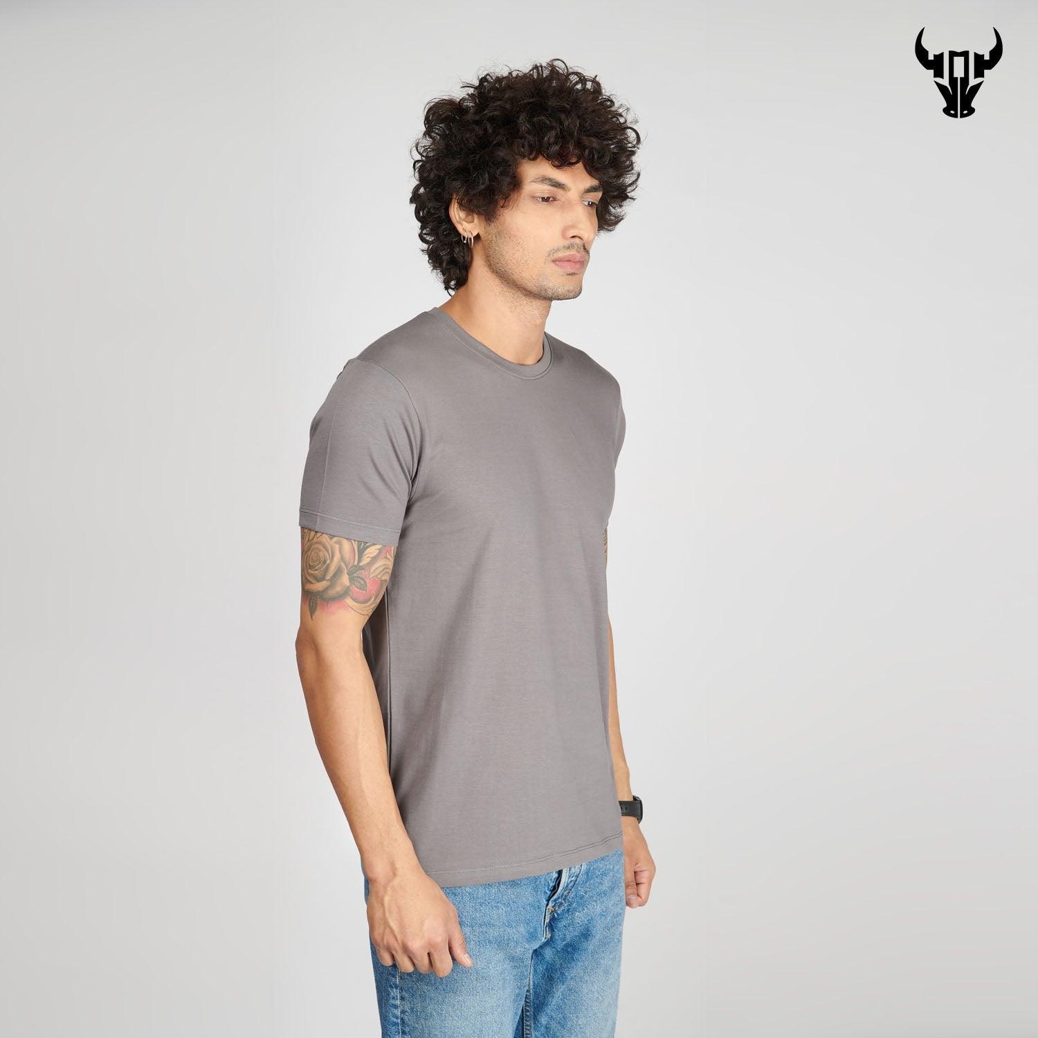 Steel Grey Men's Half Sleeve T-Shirt - House Of Hustlers