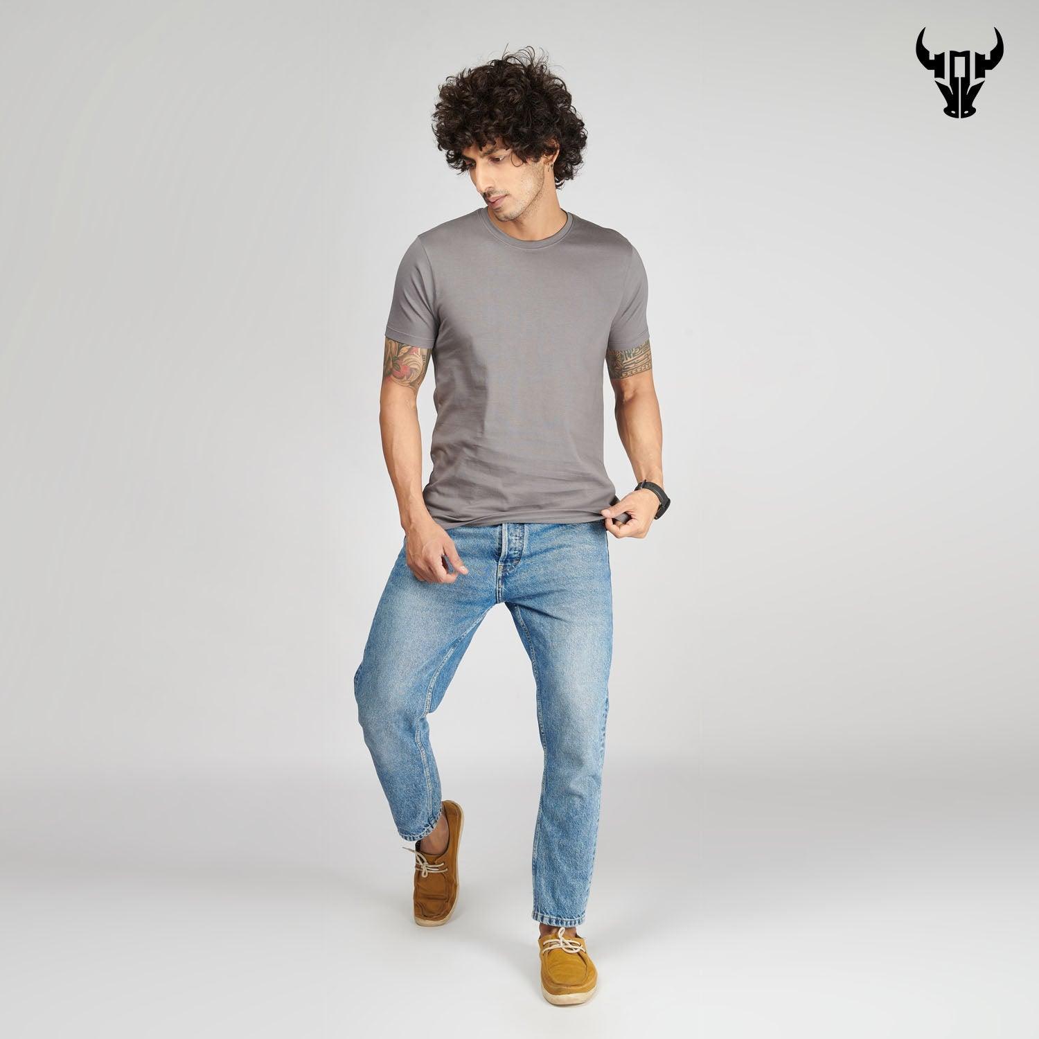 Steel Grey Men's Half Sleeve T-Shirt - House Of Hustlers