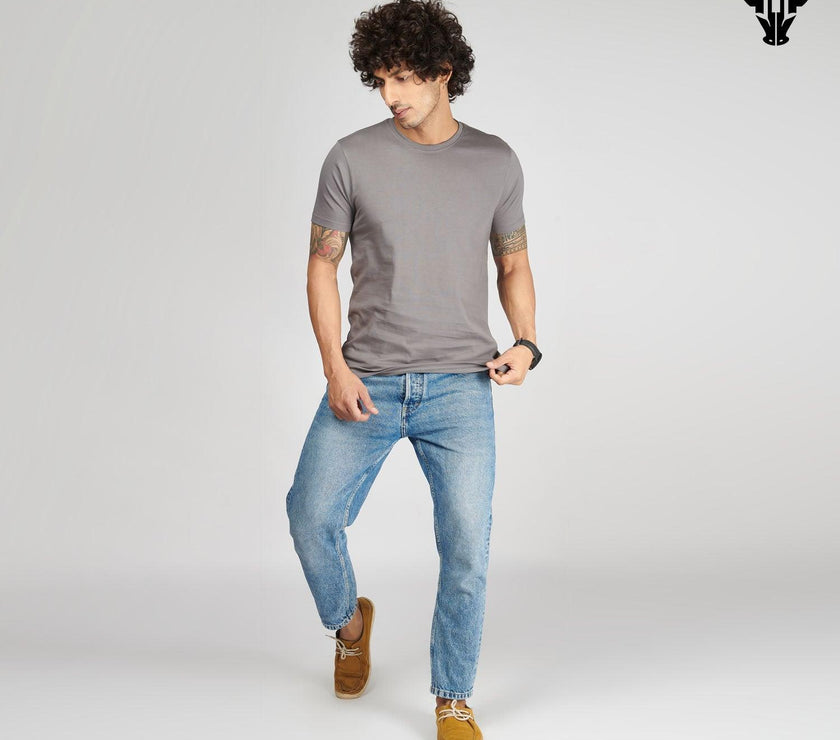 Steel Grey Men's Half Sleeve T-Shirt - House Of Hustlers